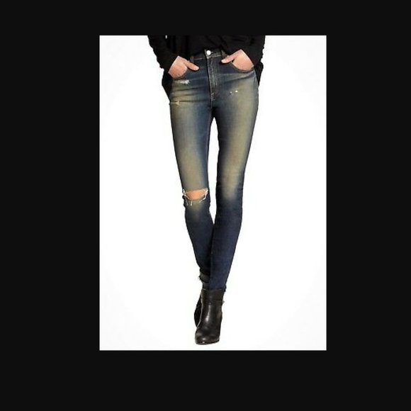 2for99* Rag & Bone Justine Highrise Skinny Jeans in Mateos Dark Blue Wash 26w - Picture 2 of 11